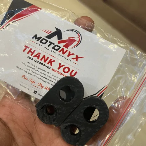 Customer Abhishek with the MotoNyx adapter and thank-you card